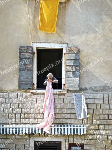 Laundry Grandma Hanging Woman Drying