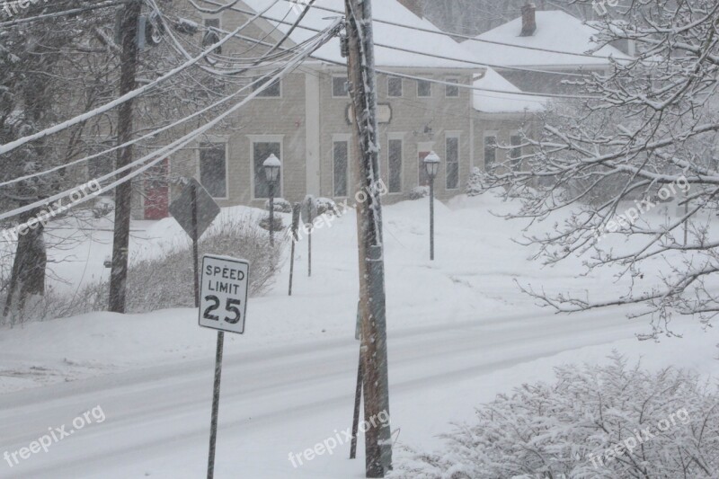 Winter Snow Road Building Nature