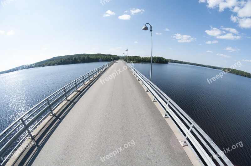 Fisheye Summer Bridge Finland Road