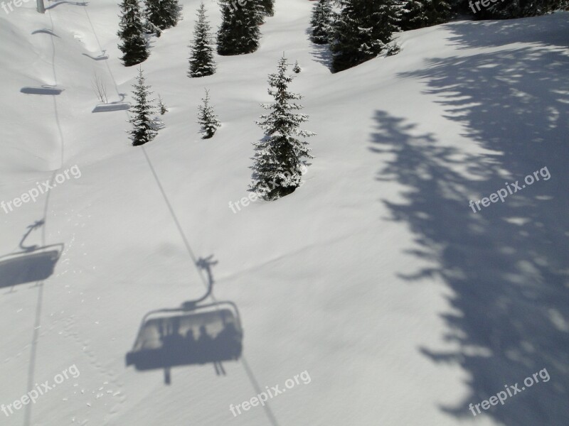 Ski Lift Shadow Chairlift Winter Sports Winter