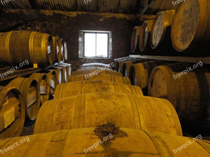 Whisky Wooden Barrels Barrels Stock Islay