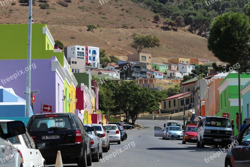 Houses Ascending Road Colorful Cape Town