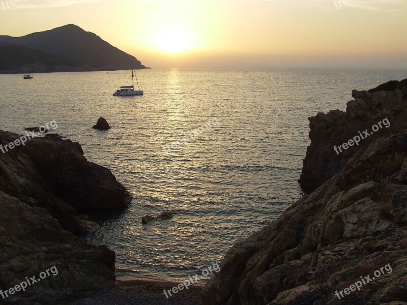 Sunset Sea Corsica Free Photos