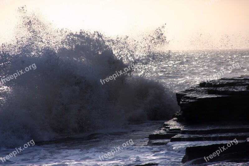 Power Ocean Wave Break Sea Rock