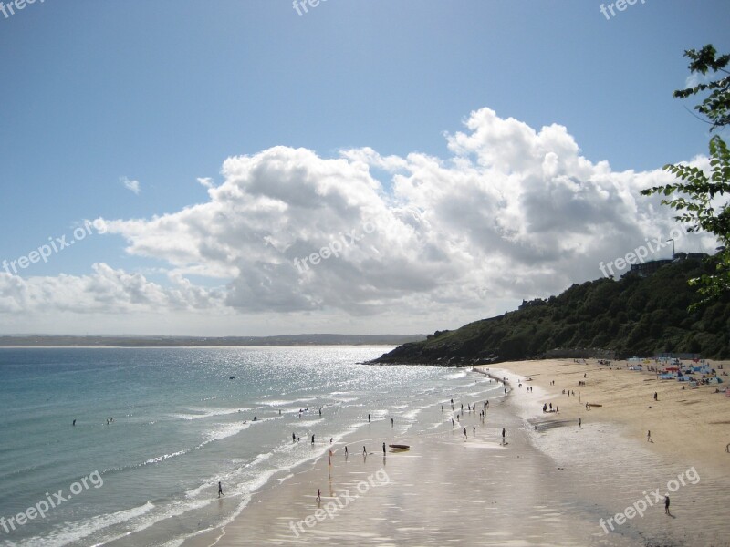 Carbis Bay Beach St Ives Cornwall Sand Sun Bathe