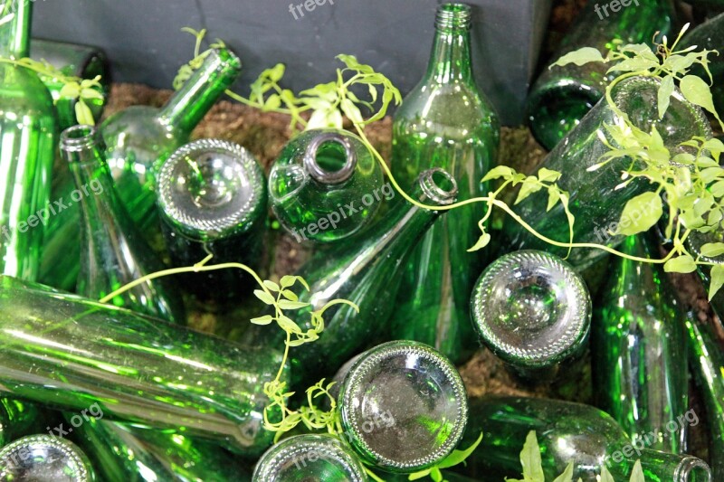 Bottles Green Empty Decoration Deco