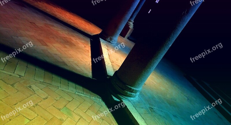 Columns Glowing Temple Perugia Italy