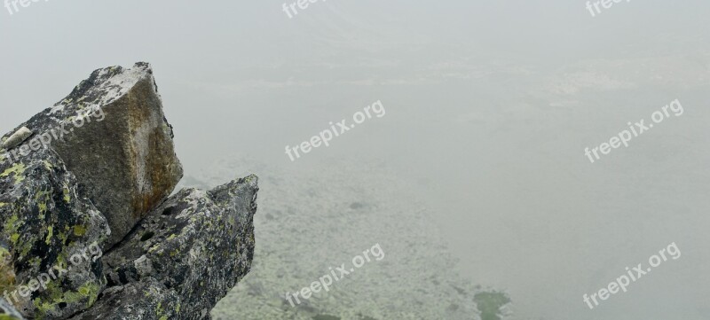 Rocks Mountain Foggy Cliff Stone