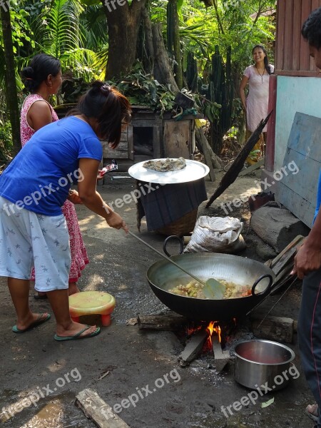 Cooking Outdoor Pot Woman Poor