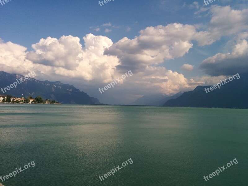 Lake Geneva Switzerland Vevey Cloud Free Photos