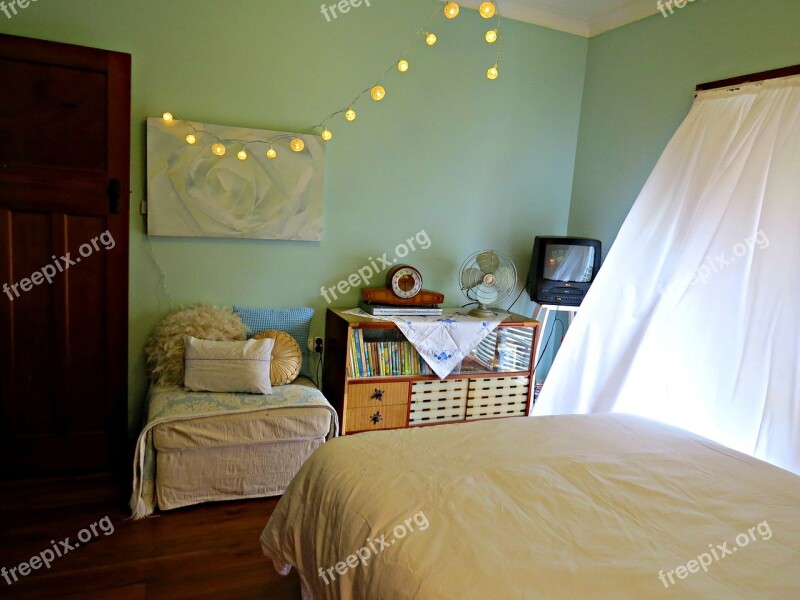 Bedroom 1960s Clock Lights Old