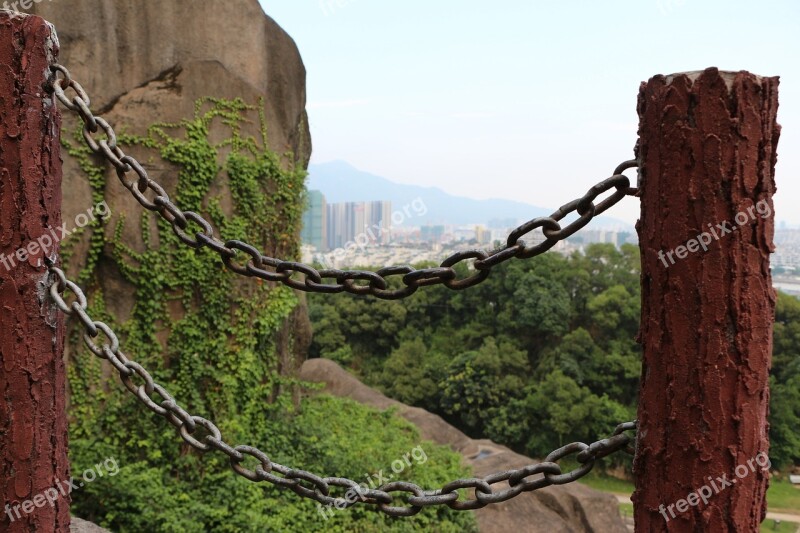 The Chains Railing Stone Pillars Free Photos