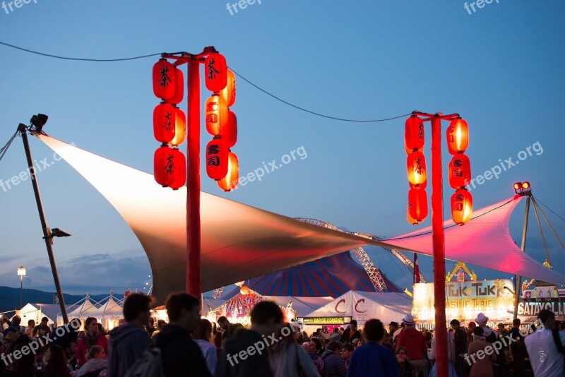 Festival Lamps Sky Lights Red