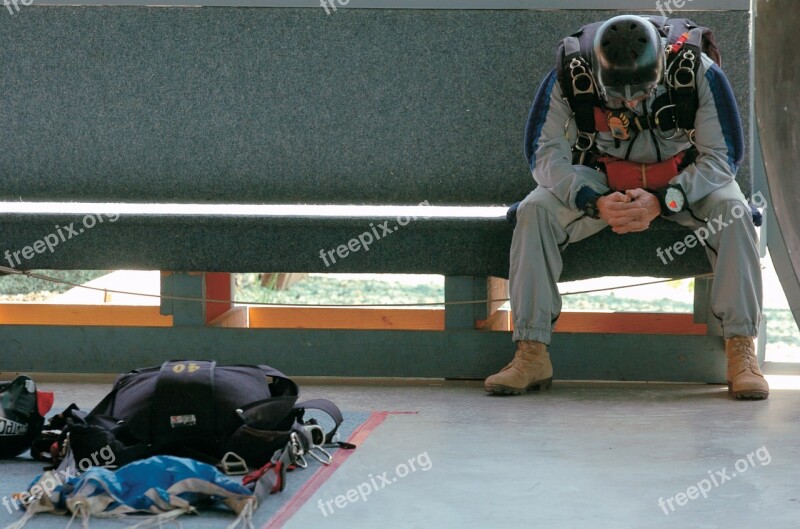 Skydiver Parachutist Waiting Thinking Quiet