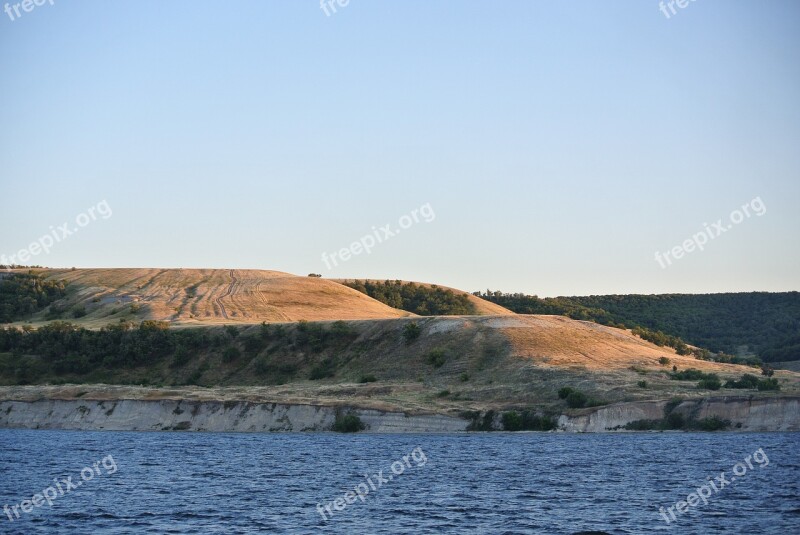 Volga Steppe Evening River Landscape