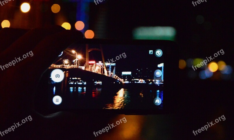 Mobile The Viewfinder Night View City Out Of Focus