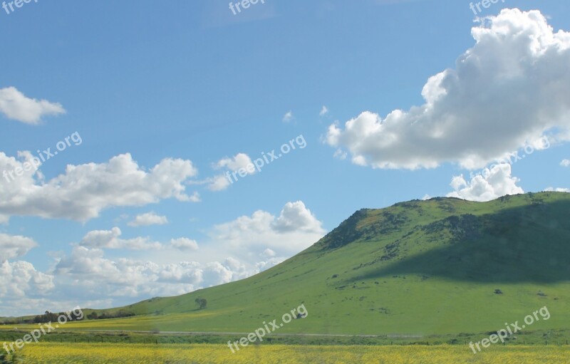 Landscape Green Mountain Hill Clouds