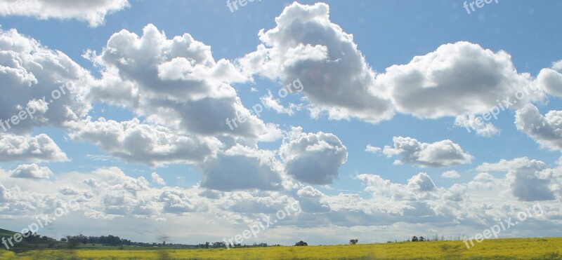 Clouds Sky Blue Yellow White Nature