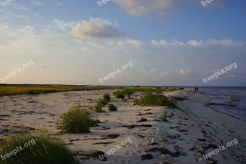 Morning Beach Sunrise Dunes Grass