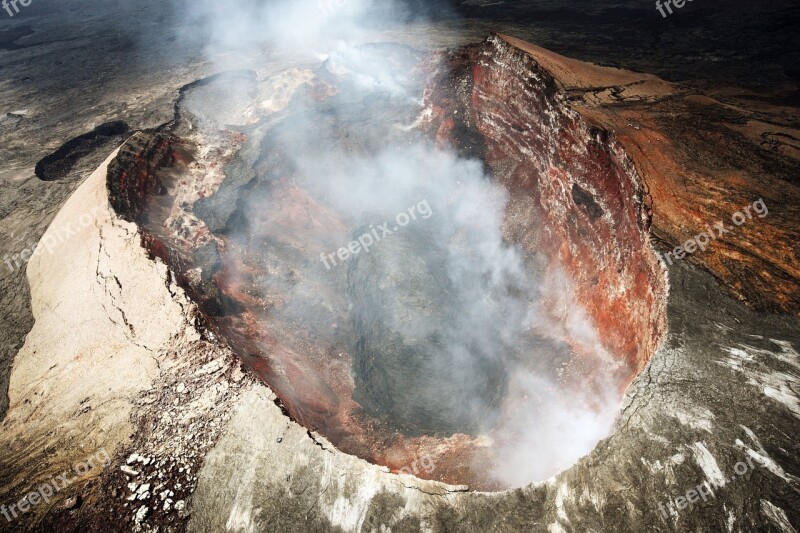 Volcano Crater Hawaii Nature Landscape