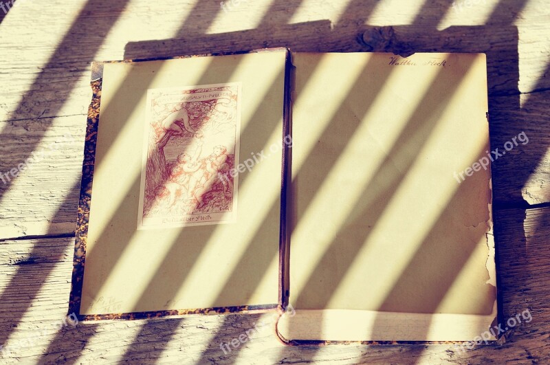 Book Old Antique Book Pages Wooden Table