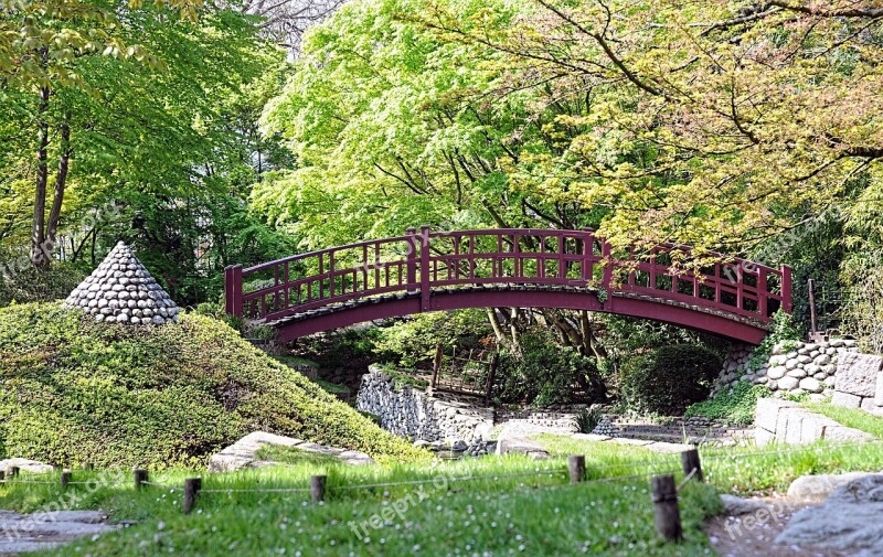 Albert Kahn Garden Bridge Japanese Garden Red Bridge Boulogne-billancourt