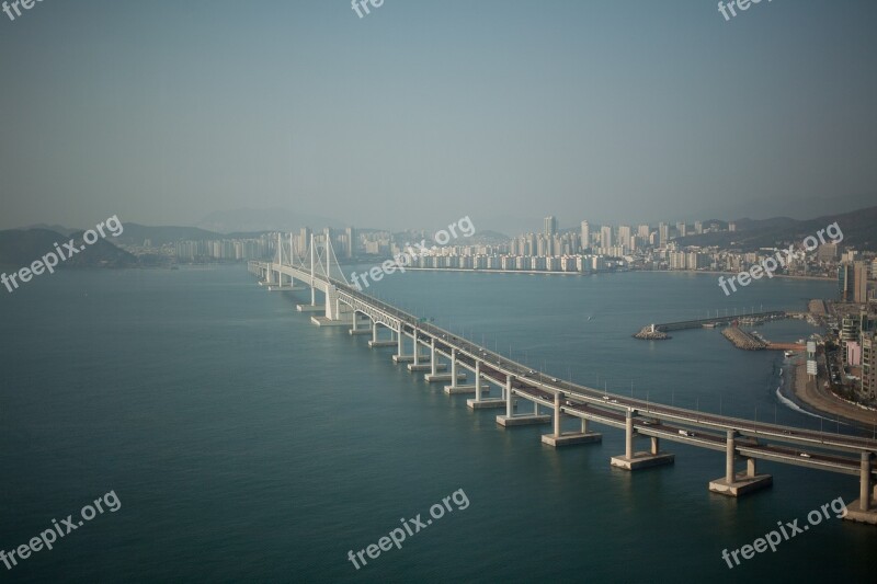 Bridge Landscape Busan Gwangan Bridge Sea