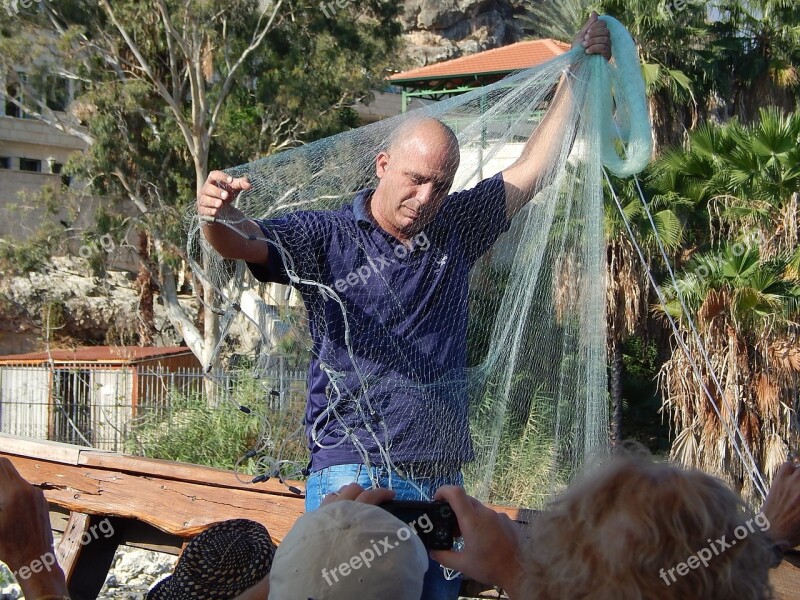 Fisherman Net Fishing Lake Catch