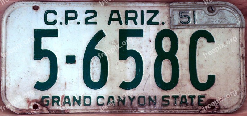 License Plate Arizona Driver Licensee Road