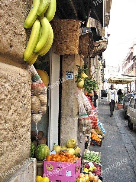 Roman Street Shop Fruit Vegetables Rome