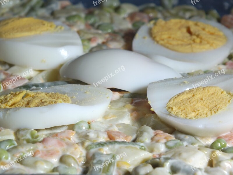 Salad Russian Mayonnaise Eggs Peas