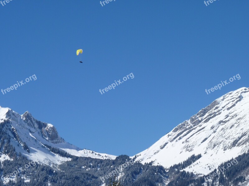 Winter Paraglider Parachute Paragliding Snow