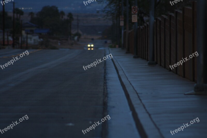 Rainy Dark Street Lonely Eerie Car Lights