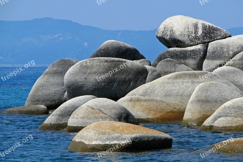 Rocks Lake Mountains Mountain Lake Blue