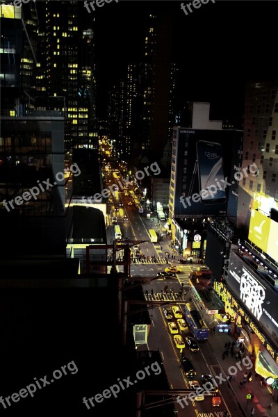 New York Road Traffic Night Taxi