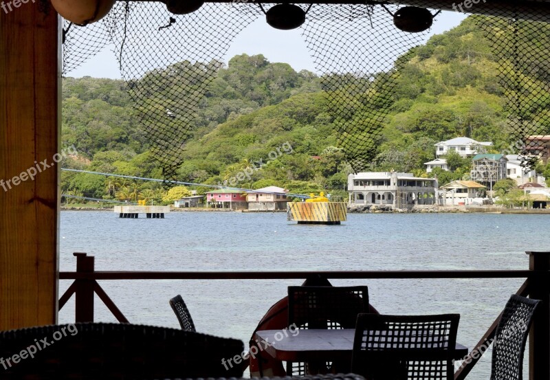 Roatan Honduras Outdoor Dining Mountains