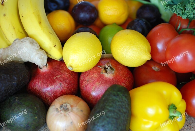 Fruits Fresh Raw Vegetables Colorful