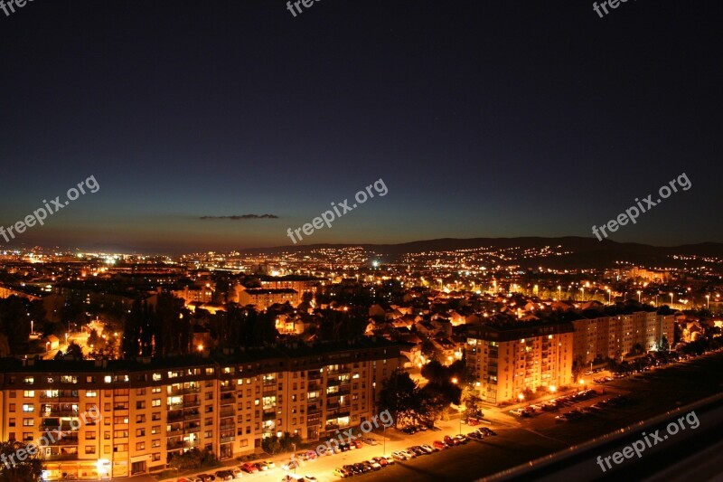 City Skyline City Night Zagreb Cityscape