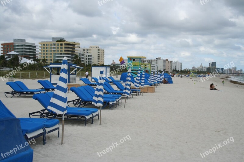 Beach Chairs Bay Watch Miami Beach Florida