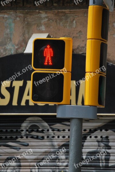 Traffic Light Light Red Pedestrian City