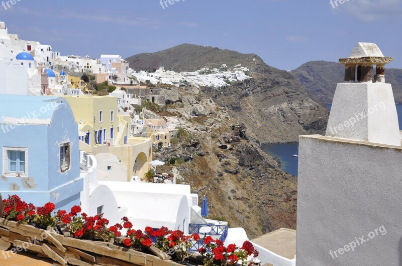 Santorini White Blue Greece Island