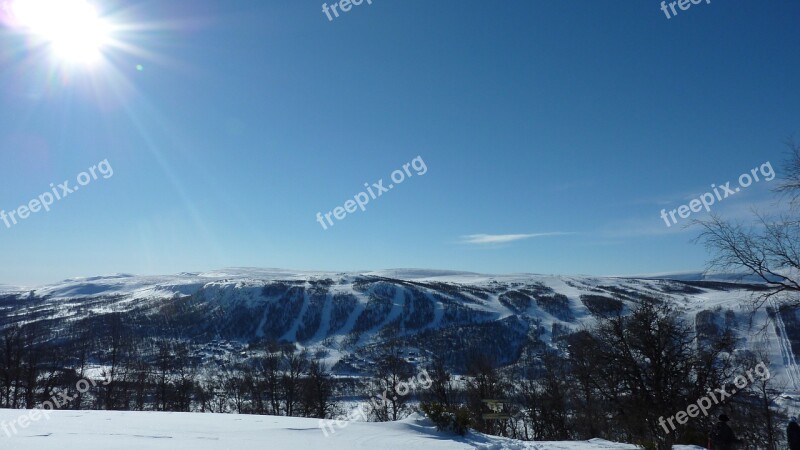 Mountain Ski Slope Ski Slopes Ramundberget Snow