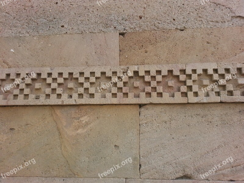 Carving Checked Design Design Stone Square