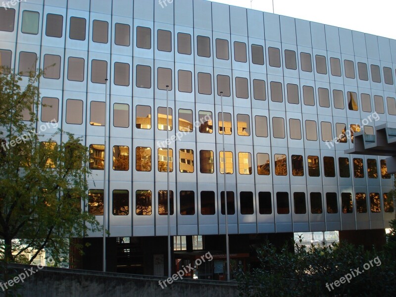 Building Facade Reflections Lausanne Switzerland