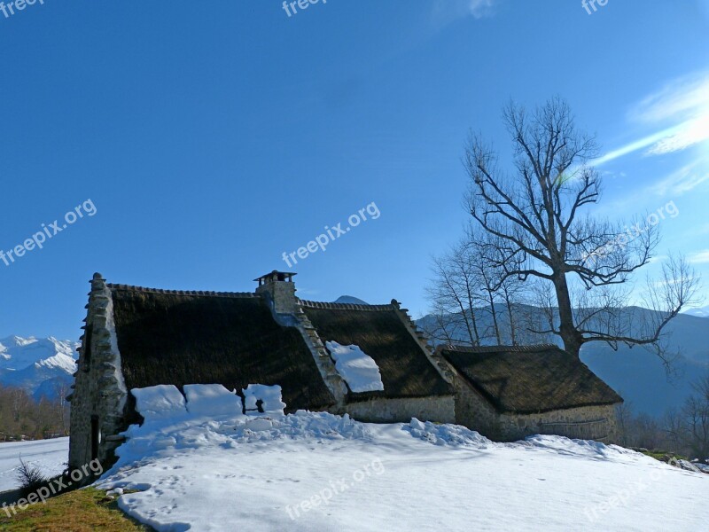 House Cottage Roofing Winter Winter Landscape