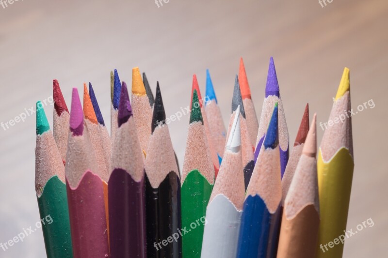 Colored Pencils Wooden Pegs Pens Colorful Color