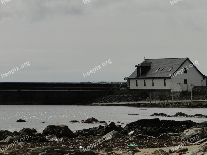 Lonely House Sea Beach Quay Wall