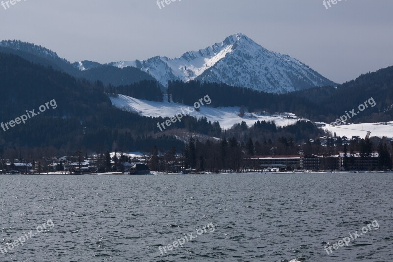 Lake Mountain Snow Panorama Bank