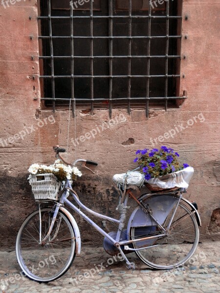 Bicycle Flowers Trash Historical Centre Finalborgo