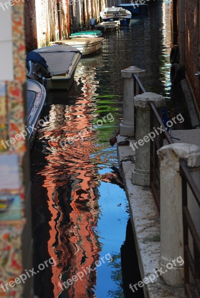 Reflection Water Venice Boat Calm